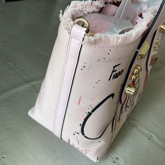 Christian Louboutin frangibus tote poupee pale pink graffiti shopper crossbody - Picture 2 of 12
